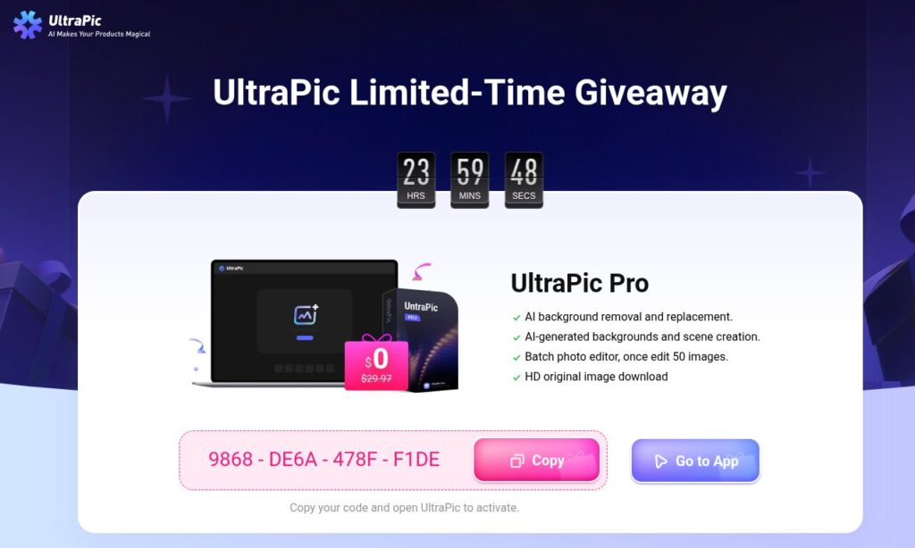 ultrapic giveaway page