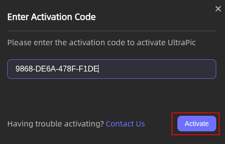 activation code for ultrapic