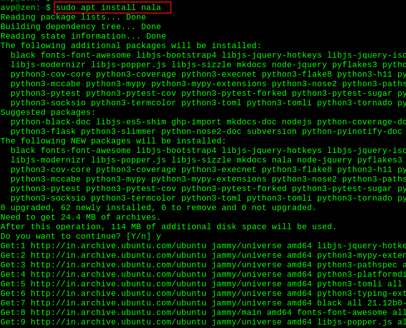 installing nala