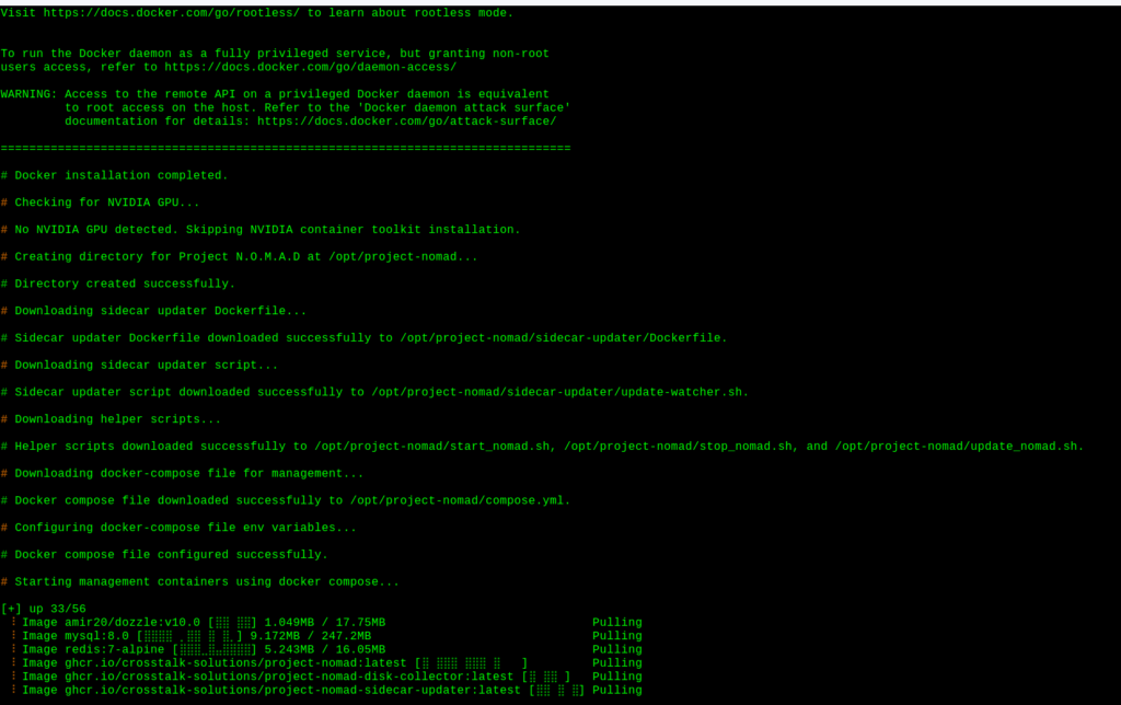 installation of project nomad in progress