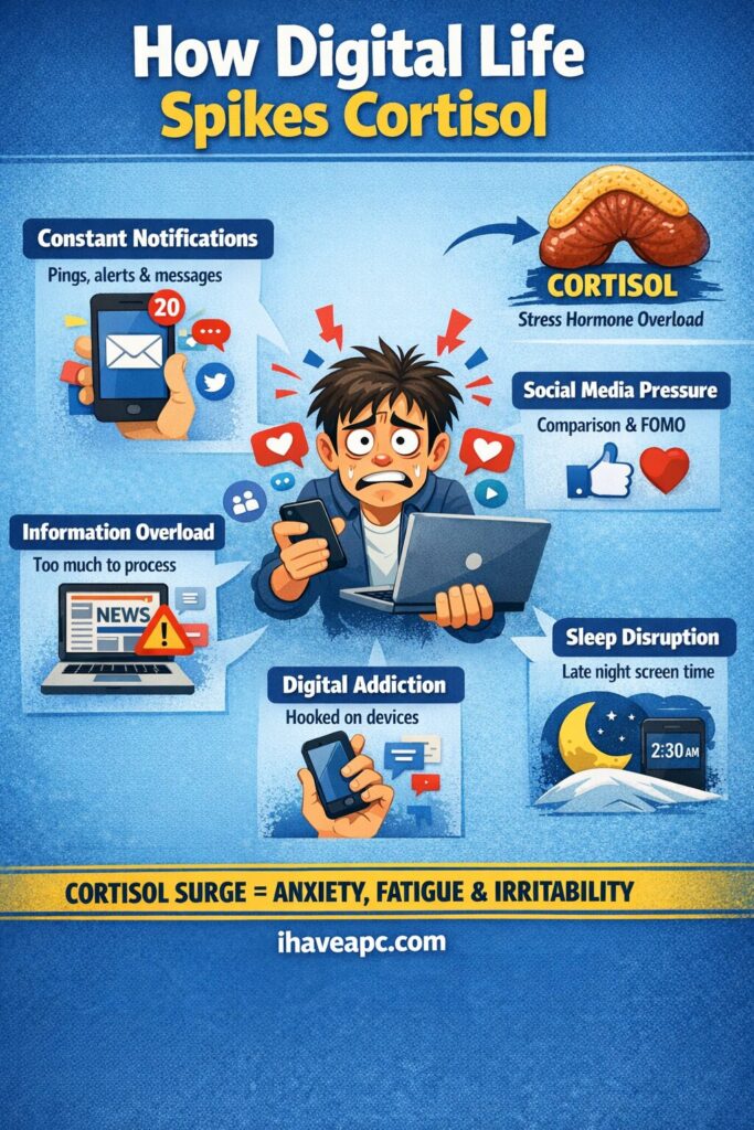 how digital life spikes cortisol