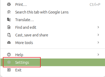 accessing chrome settings page