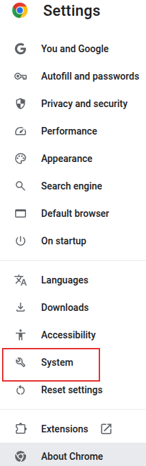 chrome settings 