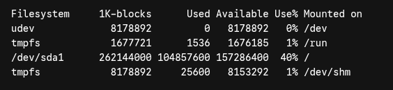 default output of df command