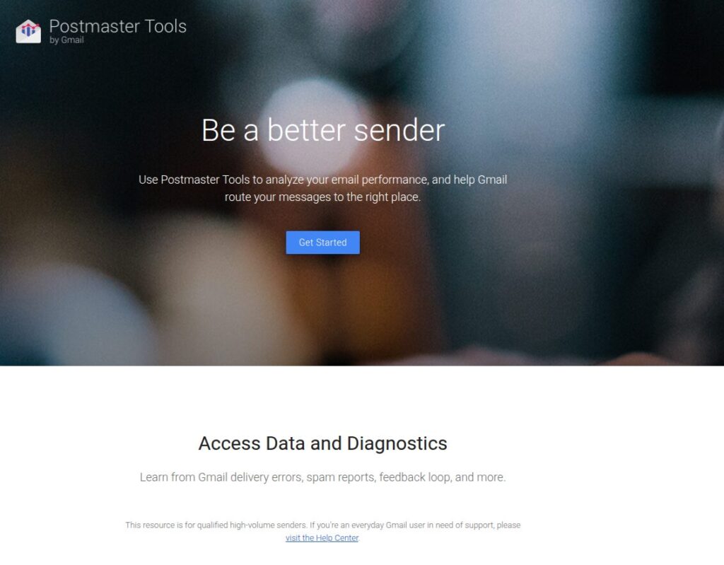 google postmaster page