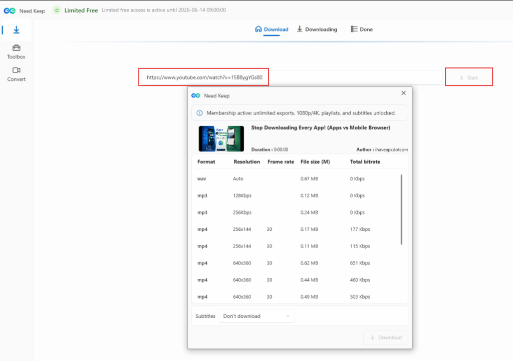 download online videos in Need Keep