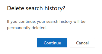 confirm search history deletion in outlook web