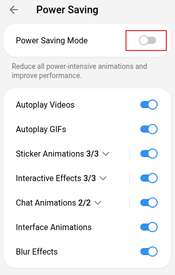 power saving mode settings