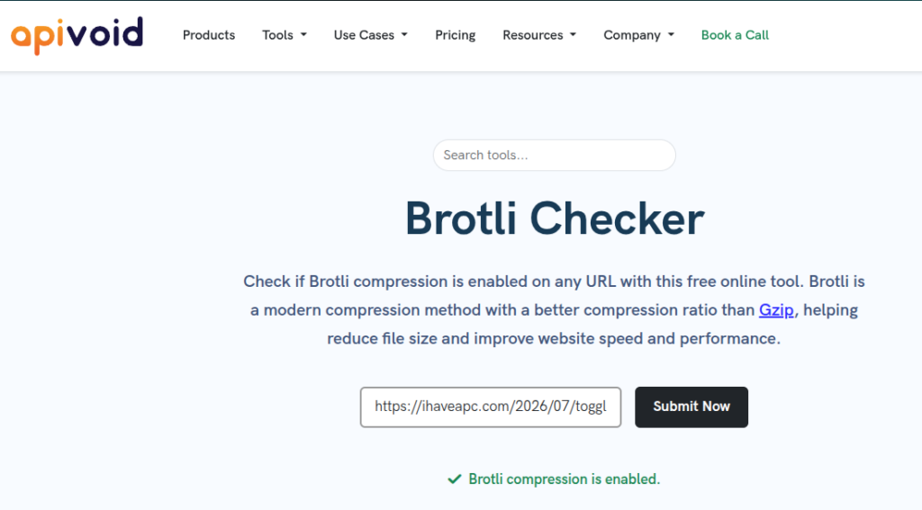 apivoid compression checker