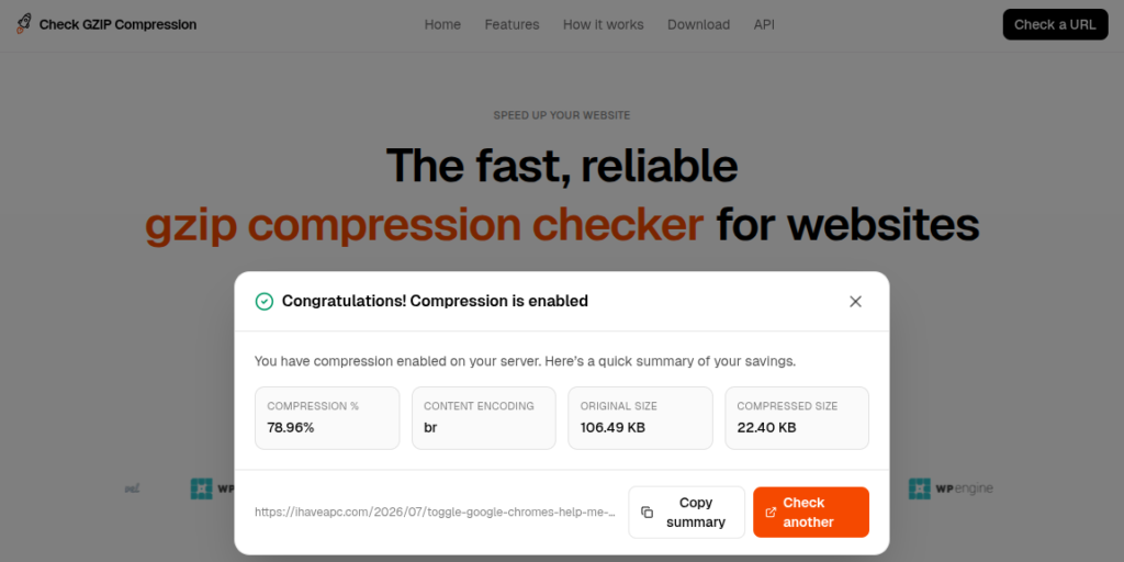 check gzip compression tool