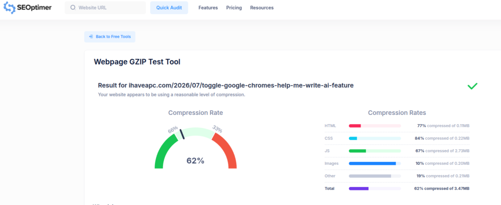 seoptimer compression checker