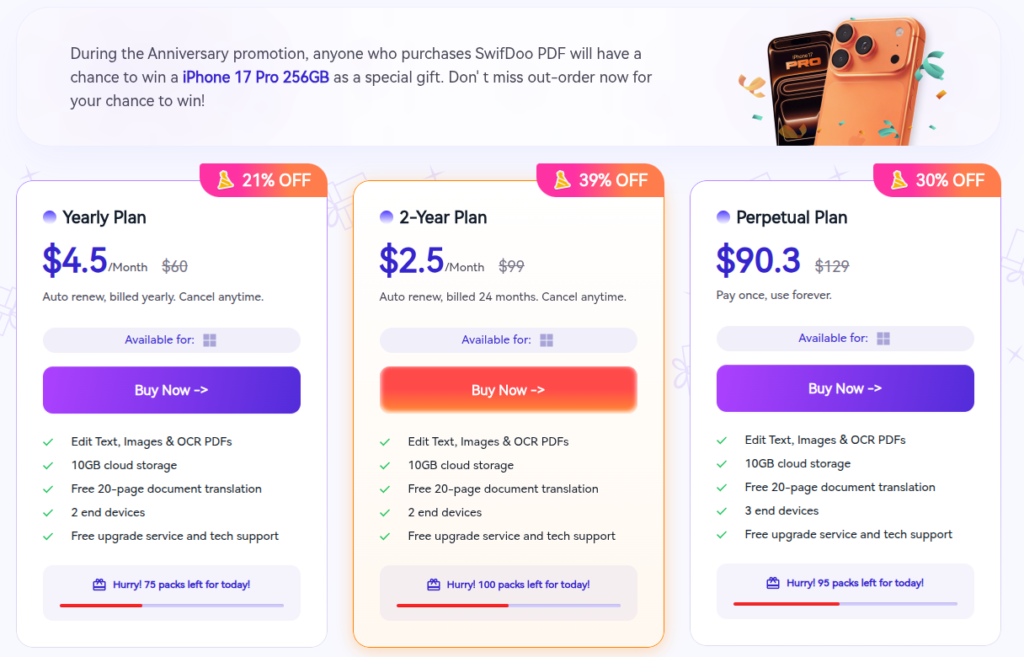 swifdoo pdf anniversary sale iphone giveaway