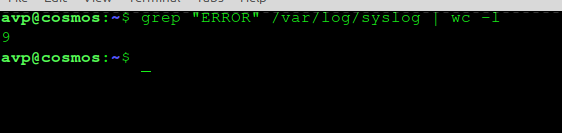 finding instances of errors in log files using the wc command