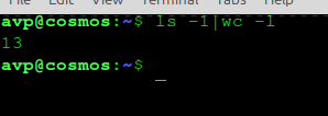 finding total number of files and folders in the current directory with the wc command