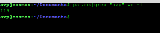 finding the number of background processes a specific user is using with the wc command